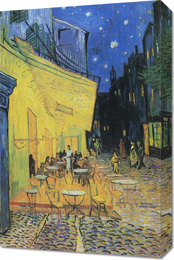 Bild 40x60cm Café Terrasse bei Nacht, Van Gogh Vintage für das Wohnzimmer