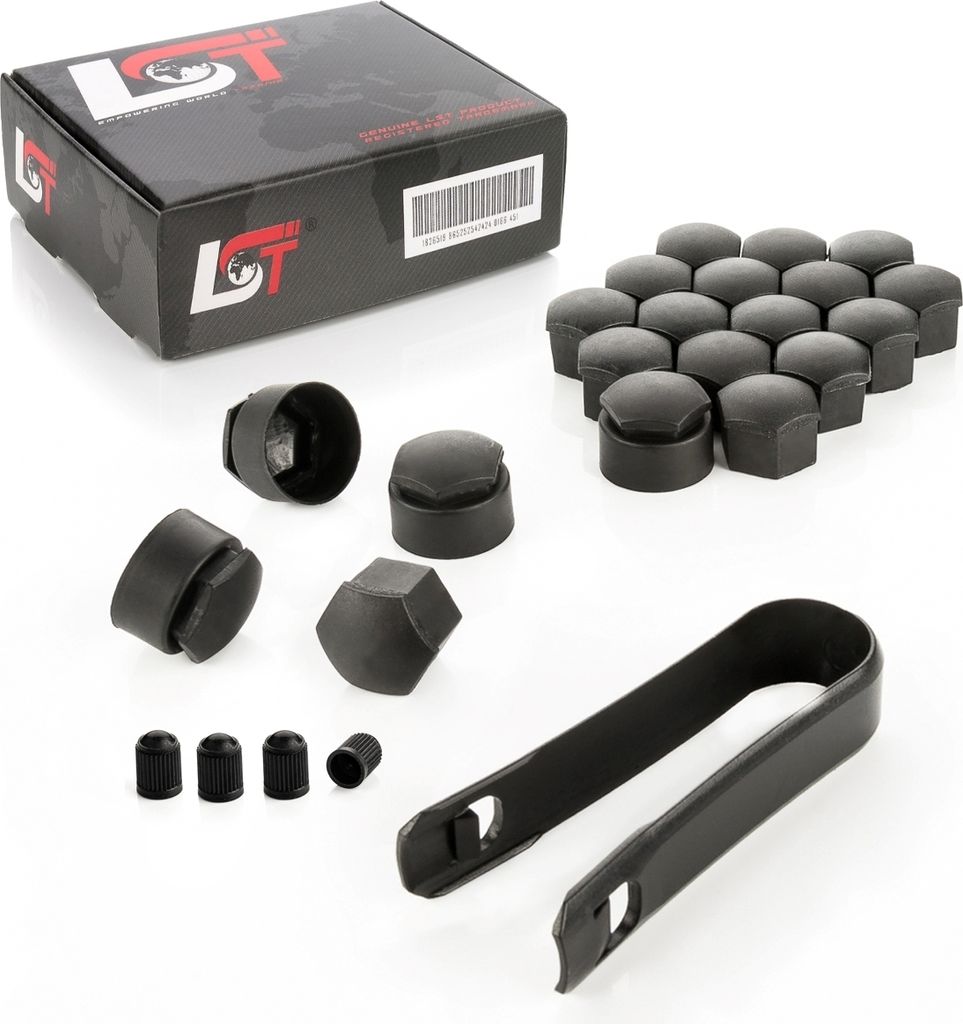 20x Radschrauben Abdeckkappen Set 17 mm Schwarz Produktbild 