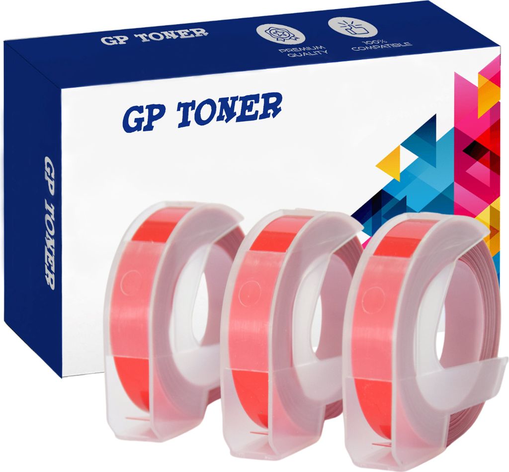 Prägeband für Dymo 3D 9 mm x 3 m Rot 3 Stück