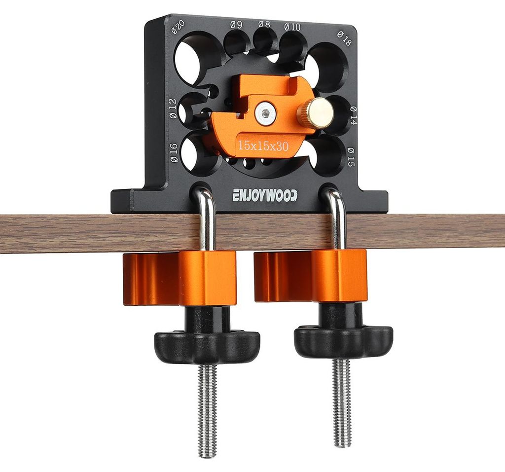 ENJOYWOOD Verstellbare Dübelbohrlehre 8-20 mm mit Hartmetall-Einsätzen Präzisions Dowel Jig für Holzverbindungen
