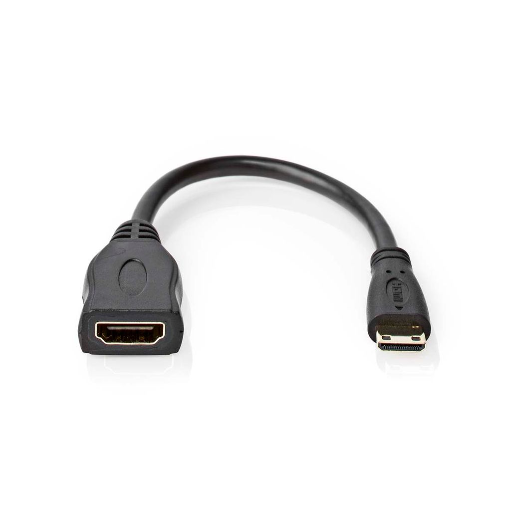 Nedis High Speed HDMI Kabel mit Ethernet - HDMI Mini Stecker - HDMI Ausgang - 4K@30Hz - 10.2 Gbps - 0.20 m - Rund - PVC - Schwarz - Box