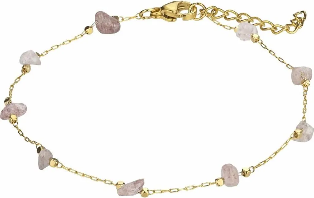 Bracelet gourmette femme en plaqué or et strass brillants 18cm