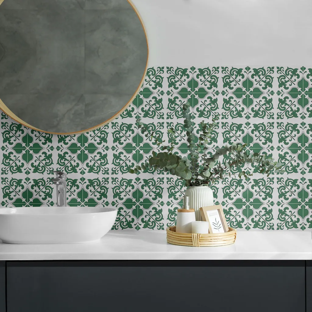 Adesivi per Piastrelle 15x15Cm Verde Smeraldo Adesivi per Piastrelle da Cucina per Bagno Stick su Piastrelle da Parete Backsplash per Cucina Stick su Piastrelle Vinile Autoadesivo Decorazione Domest