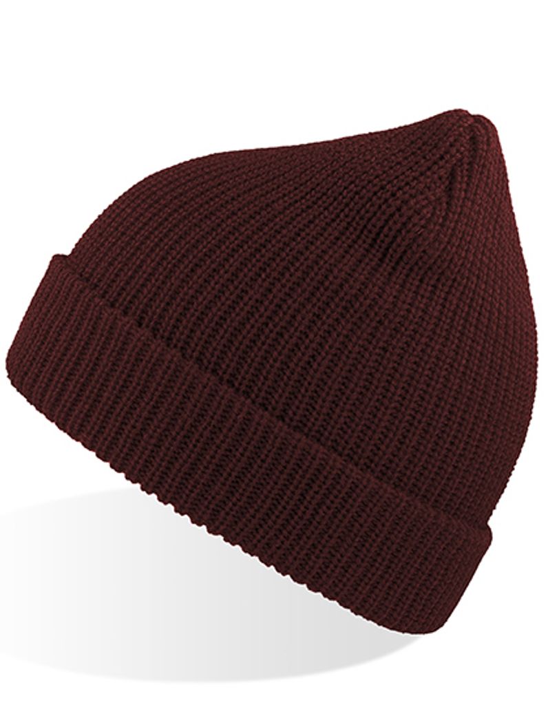 Atlantis WOLL | Woolly Beanie, Geripptes Beanie - Farbe: Burgundy - Größe: One Size