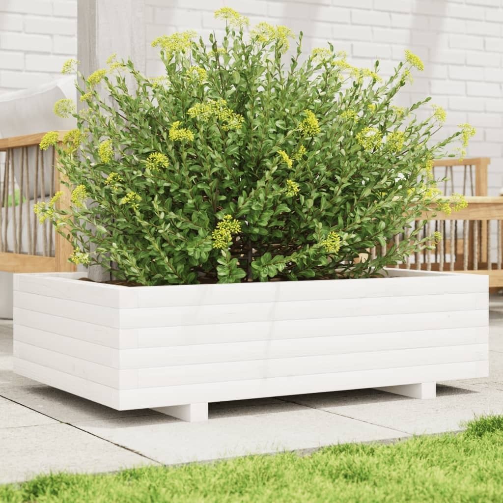 Maison Exclusive - Pflanzkübel Weiß 90x60x26,5 cm Massivholz Kiefer