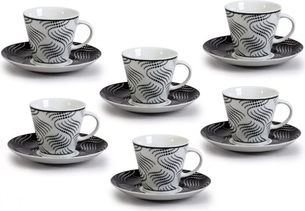 Thun 1794 Tom, Porzellantassen und Untertassen, 200 ml, gewellt, Thun, 6 Stück