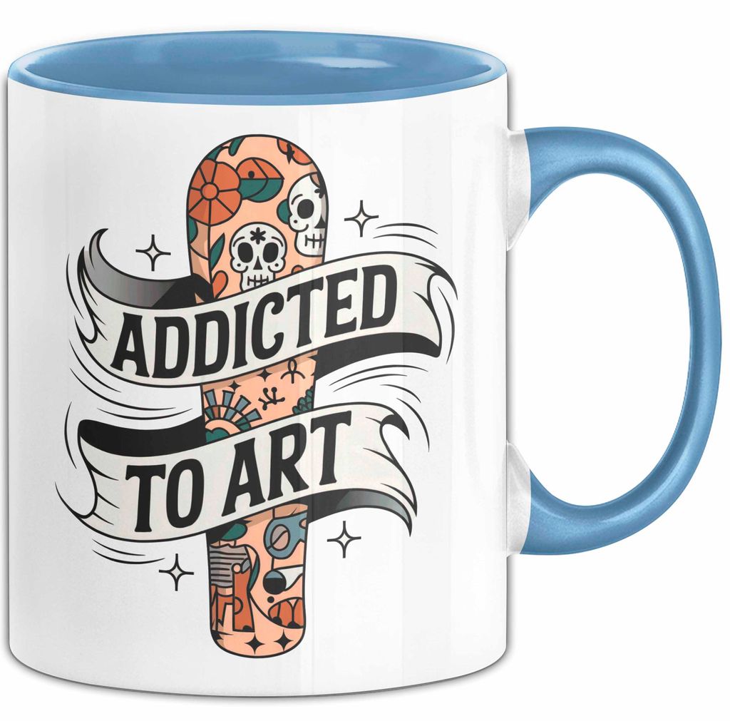 Tattoo Sammler Tasse Geschenk Lustige Geschenkidee Spruch Für Tinten Süchtige (Blau)