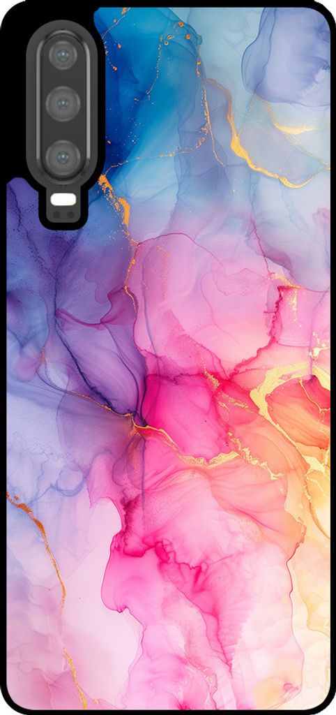 Smartphonica Phone Case Fit für Huawei P30 mit Marmor-Druck - TPU zurück Abdeckung Fall Marmor-Design - Regenbogen