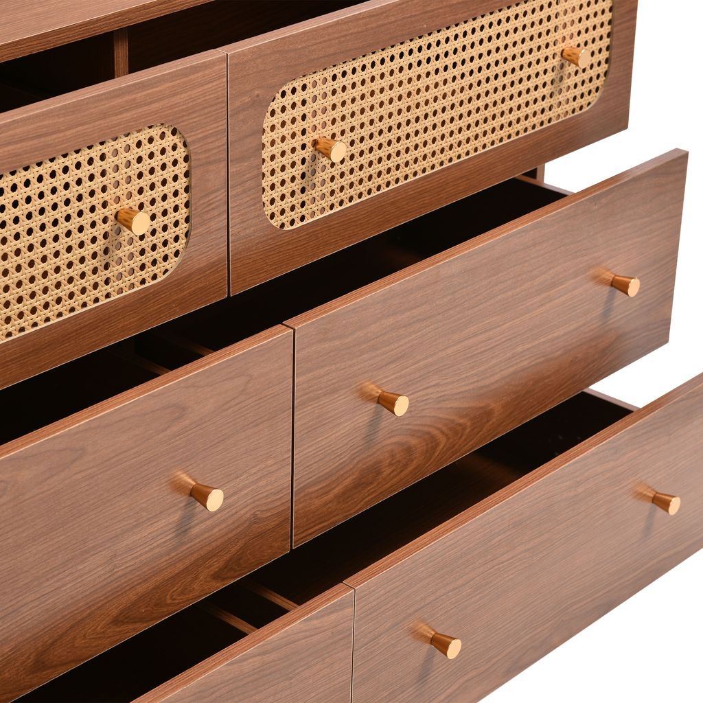 Rattanowa komoda z 6 szufladami i regulowaną półką, orzech Zdjęcie produktu 22