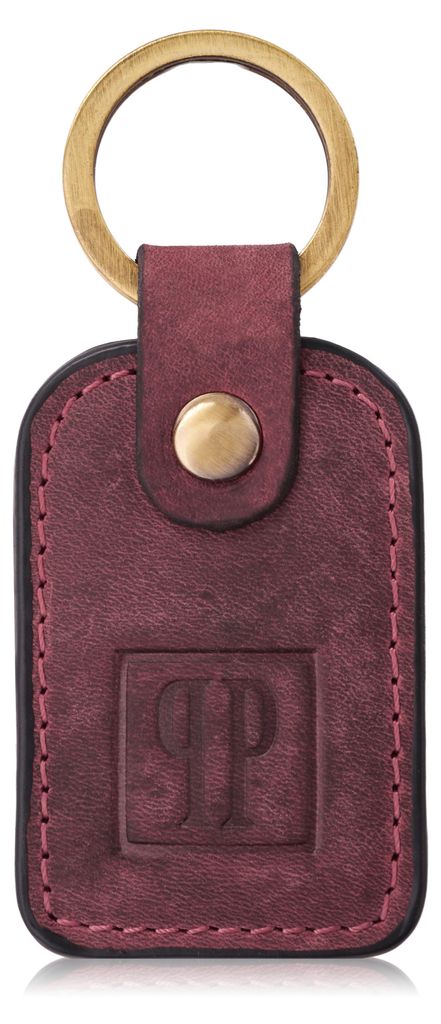 Paolo PeruzziT-86-HCH rosa rechteckiger Lederschlüsselanhänger im Vintage-Stil