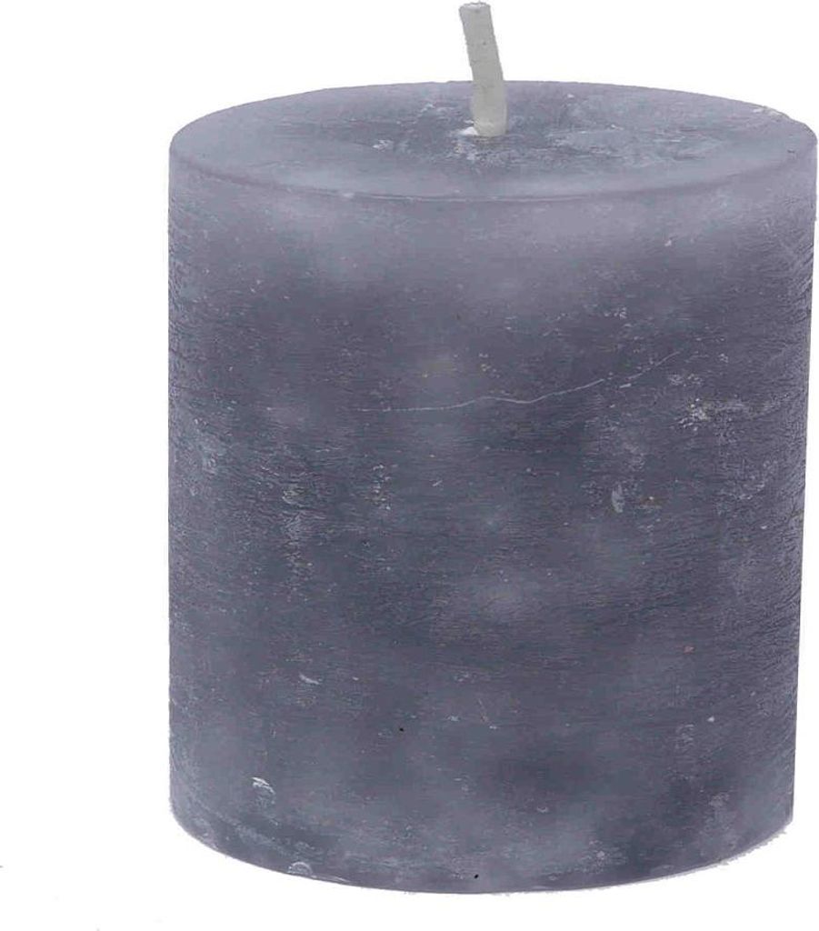 Stumpenkerze durchgefärbt frostgrau mamoriert Ø 10 cm x 12 cm