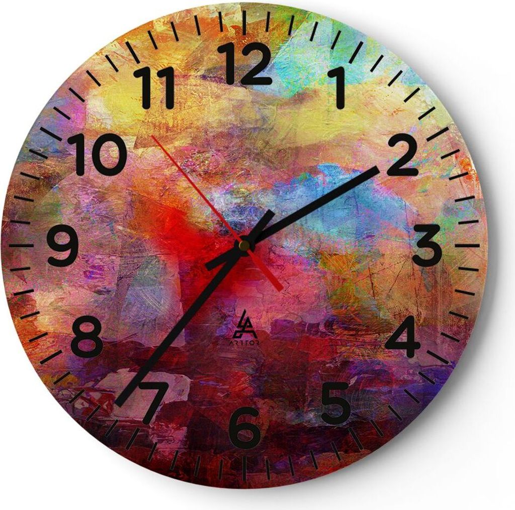 Wanduhr - Rund - Glasuhr - Abstraktion modern - 30x30cm - Produktbild 
