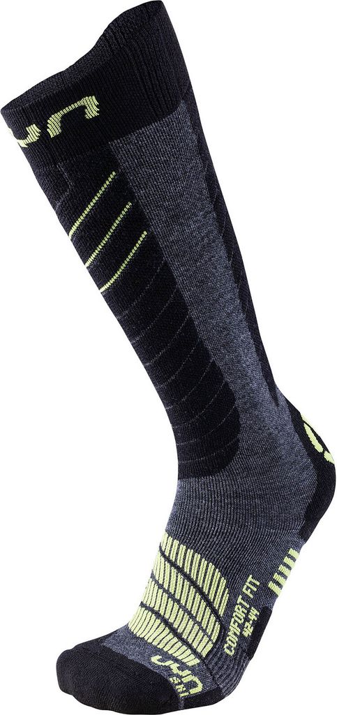UYN Skisocken Comfort Fit Herren medium grey melange/green lime 35-38