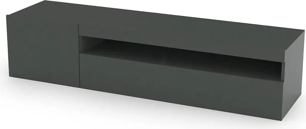 Banc TV Design Anthracite Brillant Acrilya 150cm pour Salon Moderne