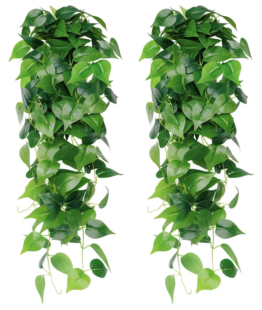 2 Plantes Suspendues Artificielles d'Aneth Vert et Couronne de Lierre
