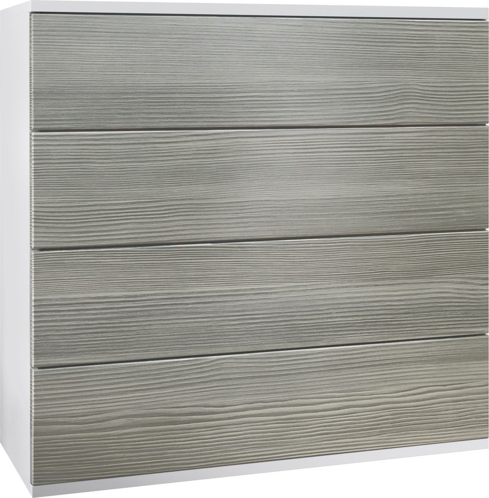 Vladon Kommode hängend Pavos V3, Sideboard mit 4 Schubladen Weiß matt/Avola-Anthrazit (76 x 94 x 35 cm)