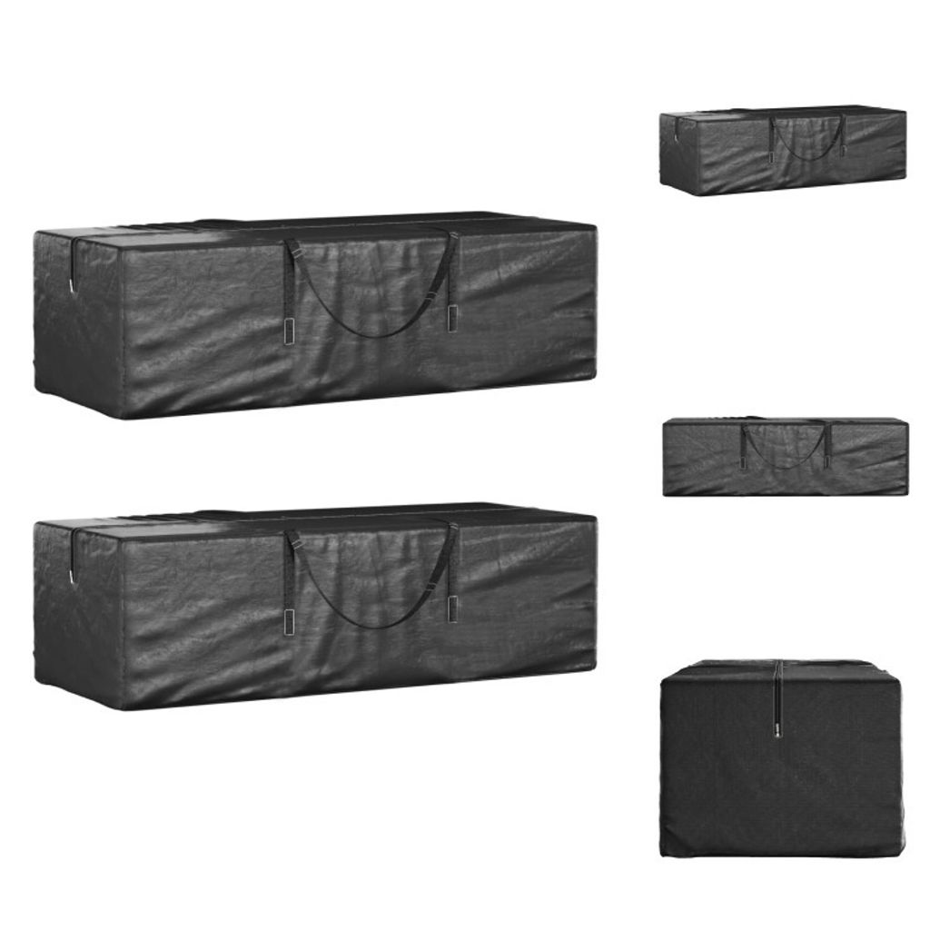 vidaXL Aufbewahrungstasche für Gartenkissen 2 Stk. Schwarz 135x40x55cm - Gartenmöbel-Schutzhüllen