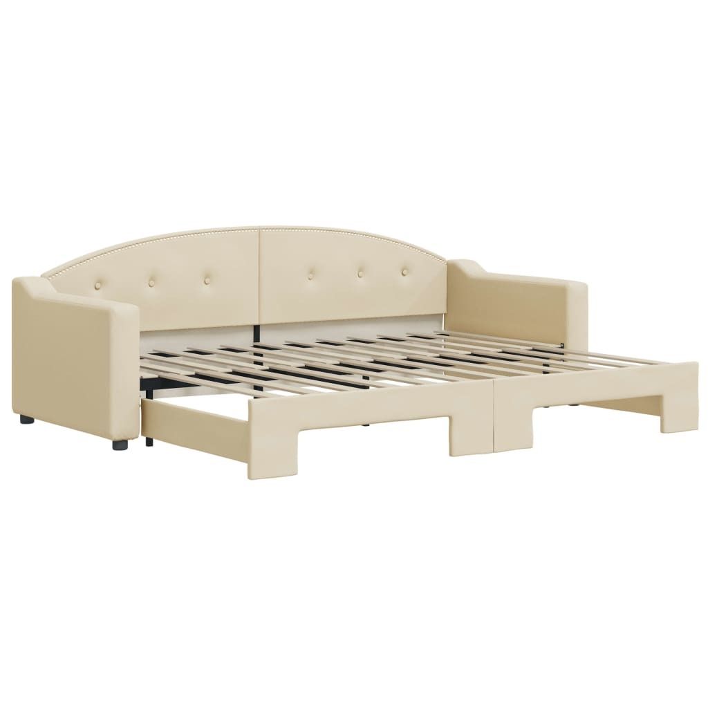 "im Sonderangebot"Tagesbett - Einzelbett/Jugendbett mit Lattenrost - Ausziehbar Creme 80x200cm Stoff - Klassische Betten DEMöbel171181