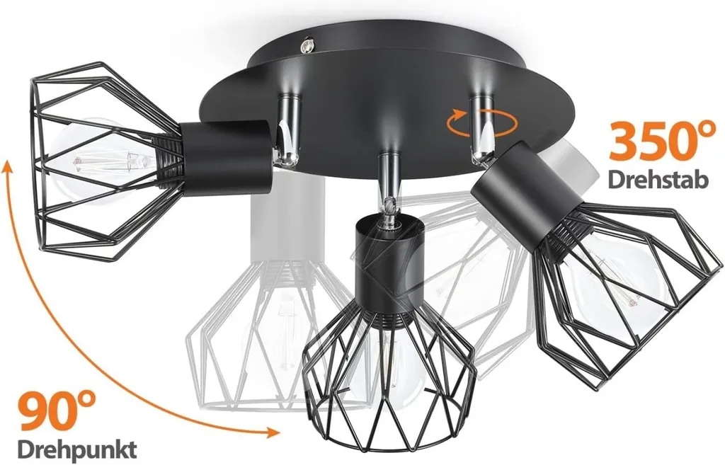 Plafonnier noir 3 sources : solution d'éclairage design sans encombre - 5
