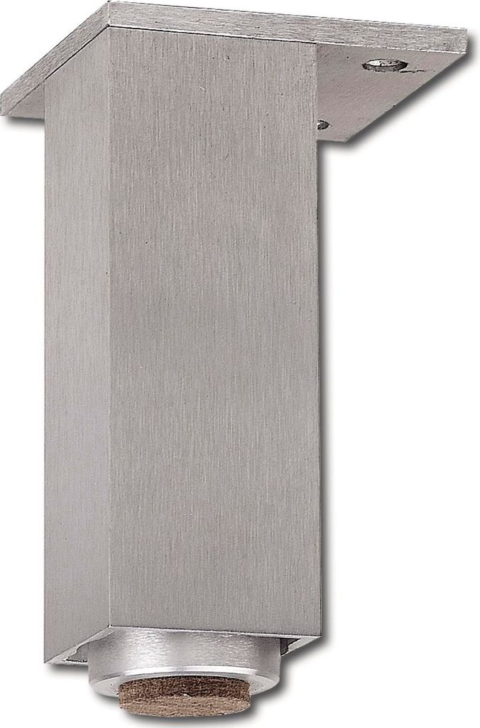 Dekorfuß 40x40 mm, Länge 120 mm, verstellbar, Aluminium gebürstet