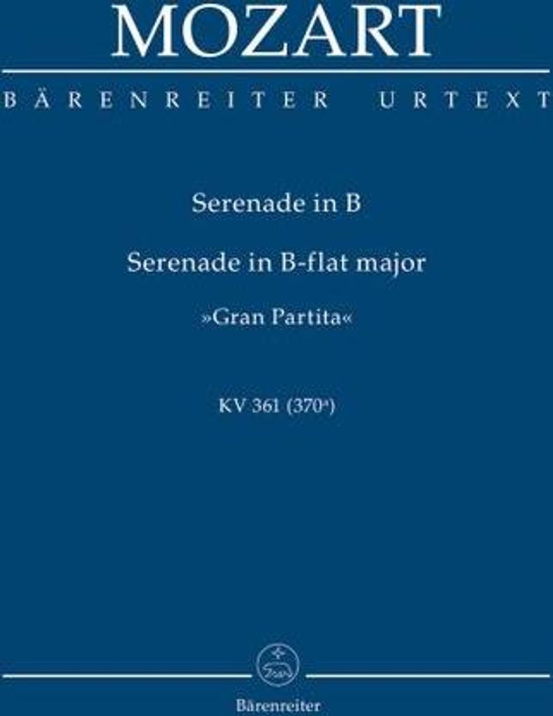 Serenade B-Dur KV361für 2 Oboen, 2 Klarinetten, 2 Bassetthörner, 4 Hörner, 2 Fagotte, Kontrabass