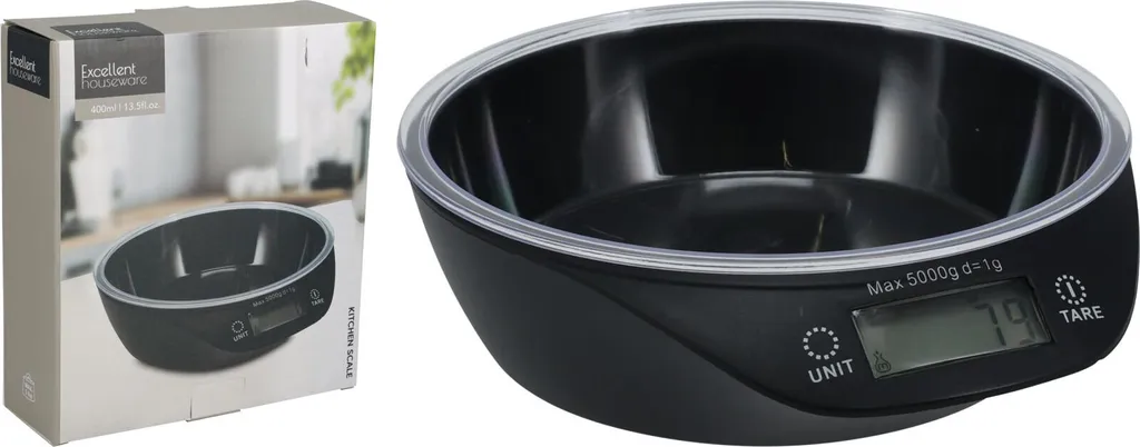 Balance digitale précise avec bol de mélange 400 ml - Design noir mat