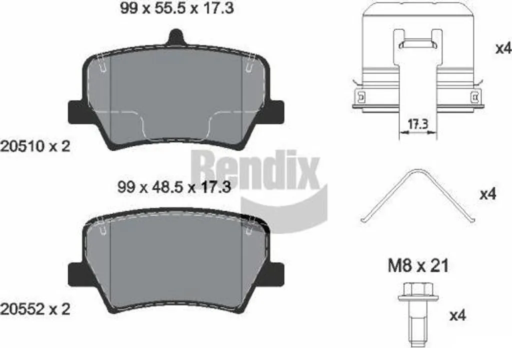 BENDIX BPD2334 Jeu de Plaquettes de Frein à Disque OE 31471471 XC40
