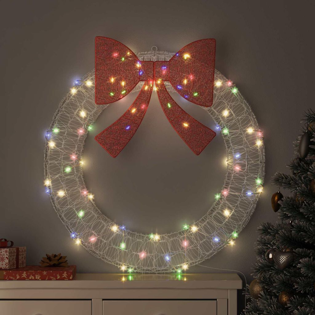 "Schlussverkauf" Kranz mit 80 LEDs Mehrfarbig 92x92x9,5 cm Acryl C13116