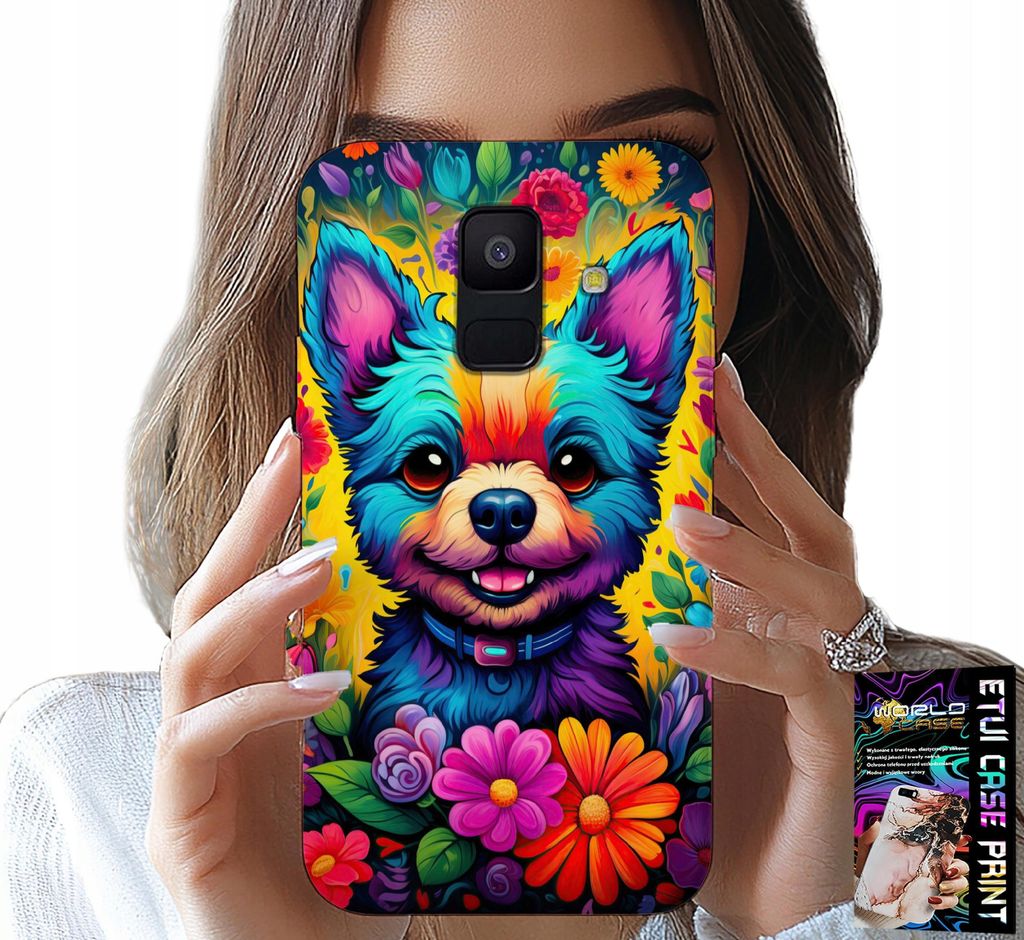 Fall Für Samsung A6 2018 - Florale Muster Hund Hund York Rücken