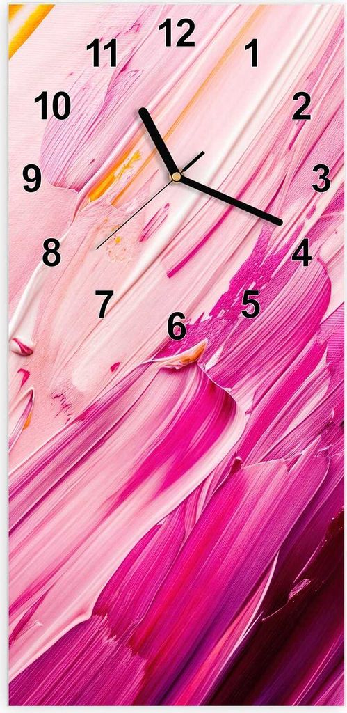 Wanduhr aus Glas mit Motiv Pinselstriche- 30 x 60 cm - inkl. Aufhängesystem