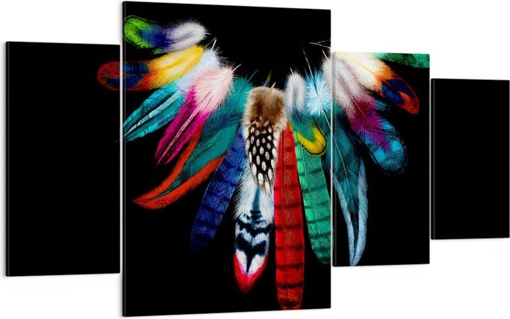 Bild auf Leinwand - Leinwandbild - Vogel Feder Farbe Komposition - 160x90cm - Wand Bild - Wanddeko - Leinwanddruck - Bilder - Kunstdruck - Wanddeko...