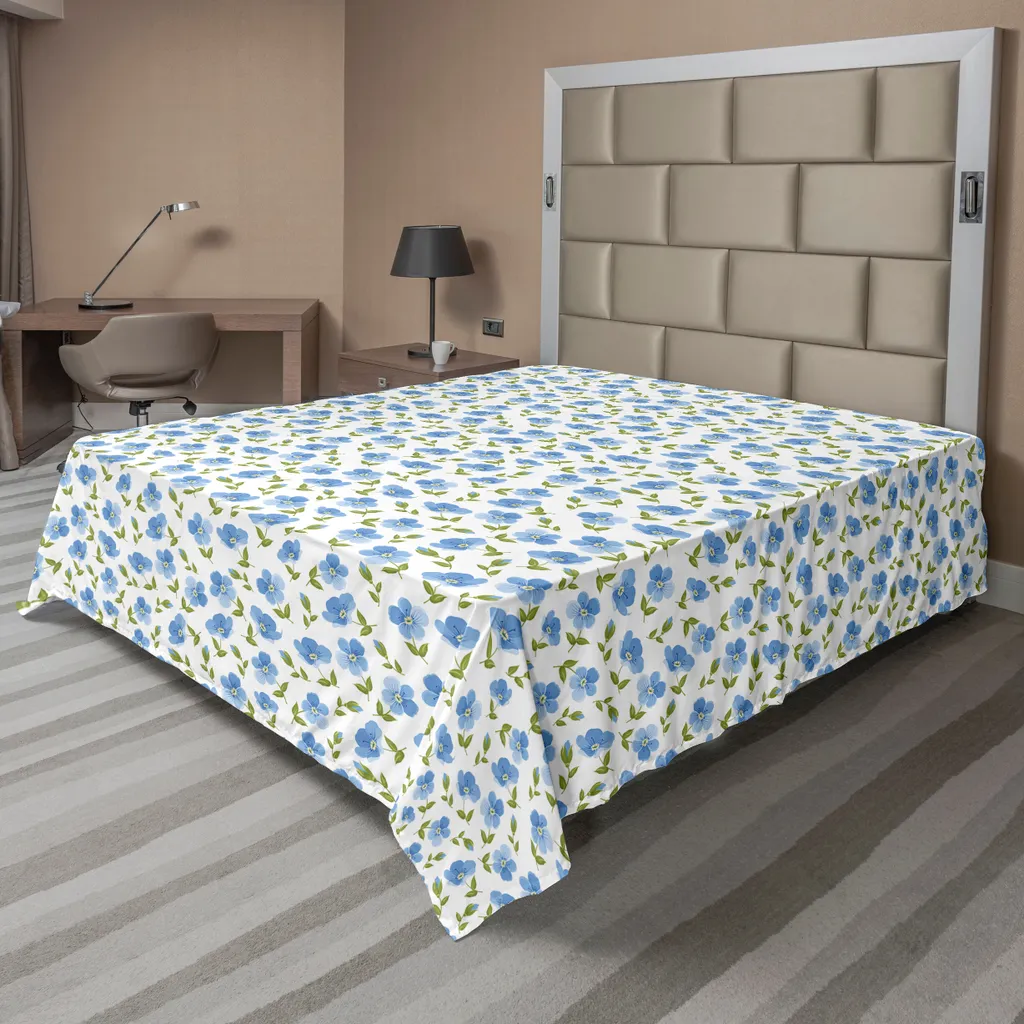 Drap de Lit Supérieur Motif Nature Créatif 275x260 cm Vert et Blanc