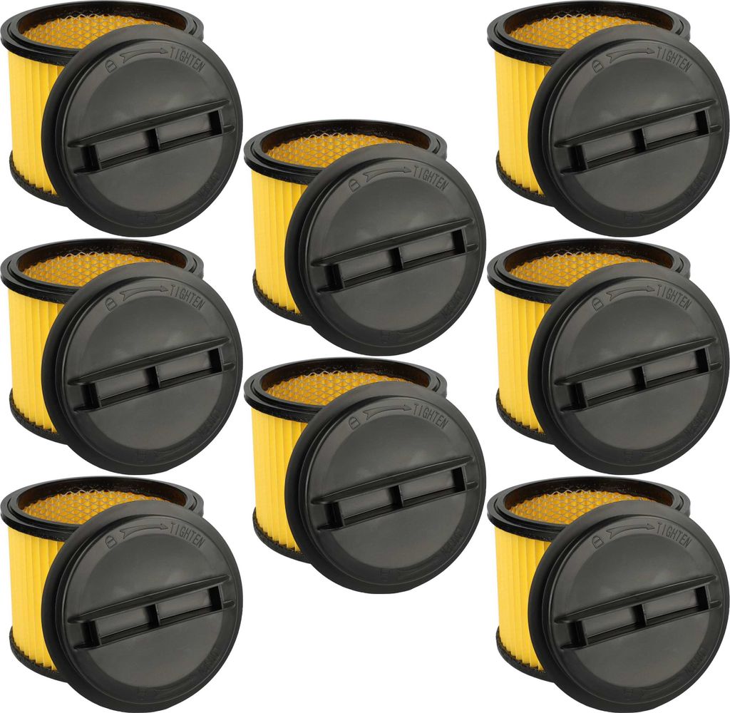 vhbw 8x Faltenfilter kompatibel mit Einhell TE-VC 4090 SACL, TE-VC 3080 SACL, TE-VC 2580 SACL Staubsauger - Patronenfilter Gelb Schwarz