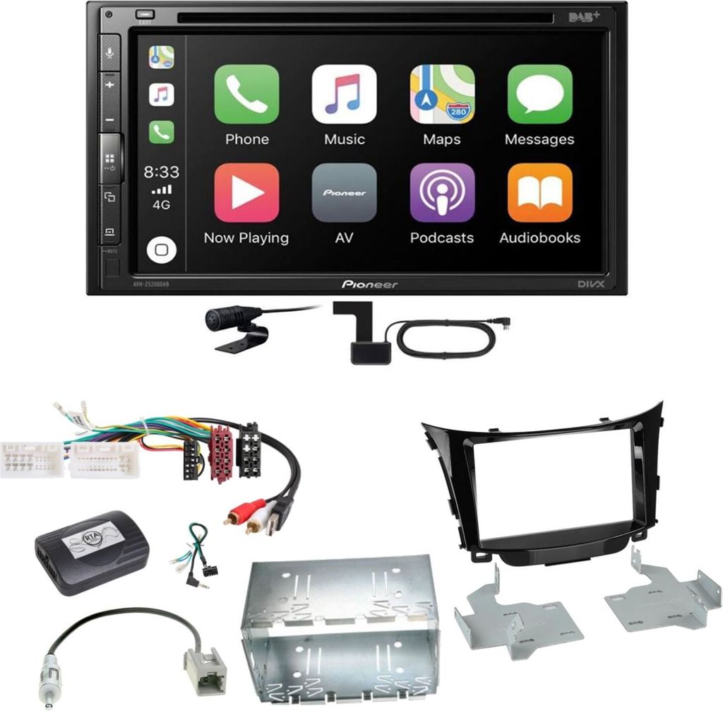 Pioneer AVH-Z5200DAB Android Auto Carplay Einbauset für Hyundai i30 GD GDH