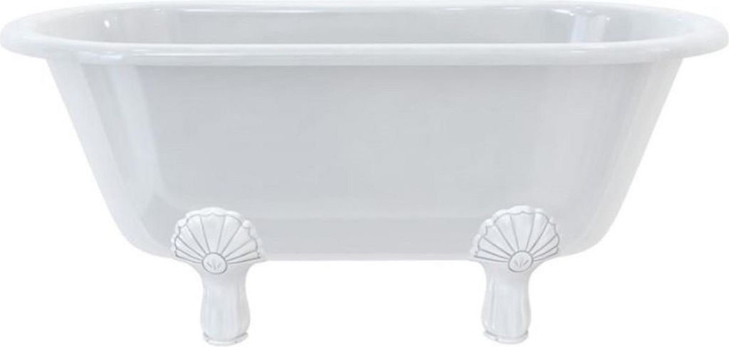 Casa Padrino Luxus Jugendstil Badewanne Weiß / Weiß 150 x 75 x H. 63,5 cm - Freistehende Retro Acryl Badewanne - Retro Badezimmer Möbel