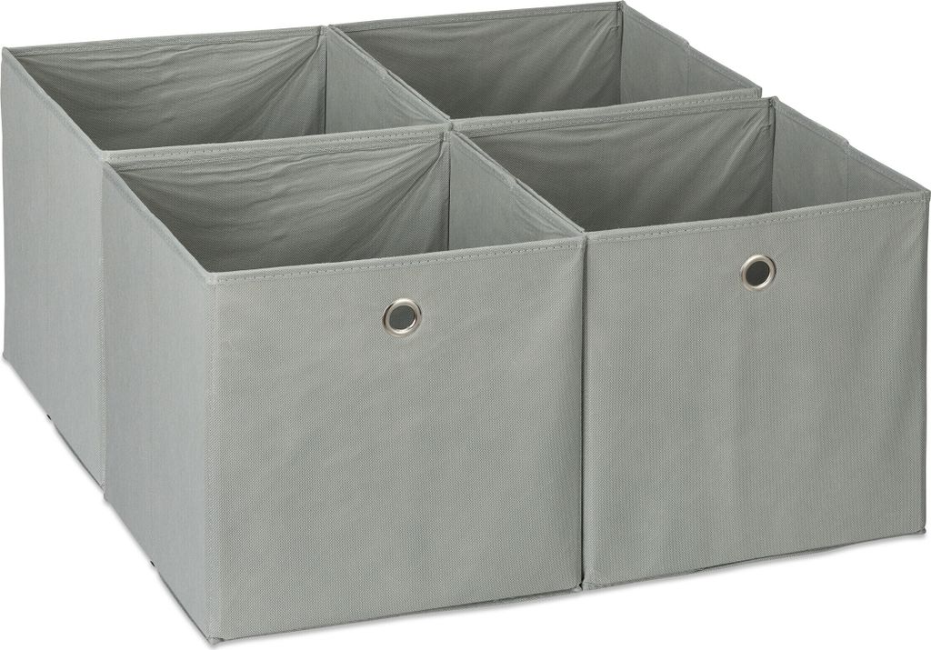 Sada 4 úložných boxů Relaxdays, skládací boxy do regálů, Obrázek produktu 