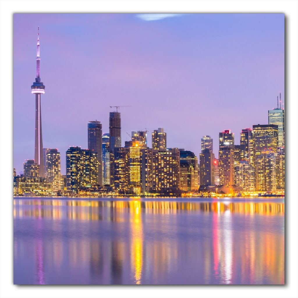 Wallario selbstklebende Möbelfolie/ Tischdecke für Innen und Außen, Größe: 70 x 70 cm - Toronto Skyline - Kanada am Abend