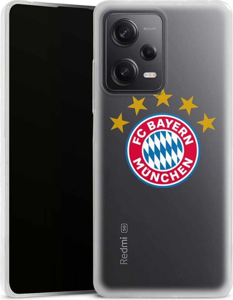 DeinDesign Slim Hülle für Xiaomi Redmi Note 12 Pro 5G Silikon Case Ultra Dünn Handyhülle FC Bayern München FCB Sterne