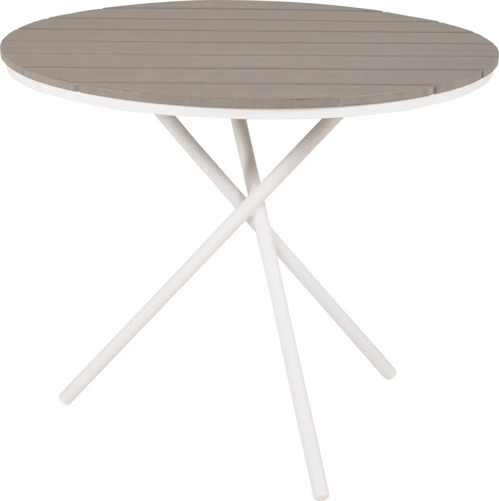 Table basse Parma finition gris-blanc Ø90cm plateau robuste et élégant
