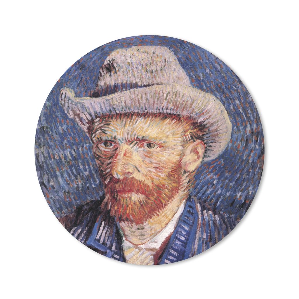 MuchoWow Mauspad Mousepad Selbstbildnis mit grauem Filzhut - Vincent van Gogh 40x40 cm - Mousepads - Maus Mat - Pad - Mausunterlage - Schreibtisc...