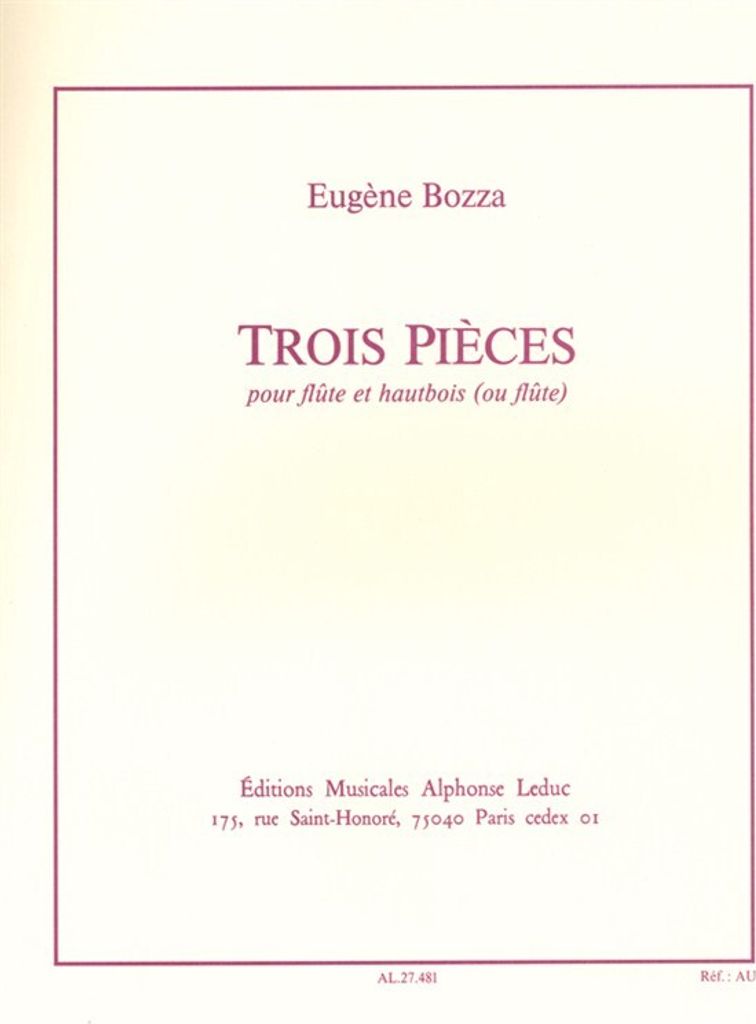 3 Pieces pour flûte et hautbois (ou flûte)