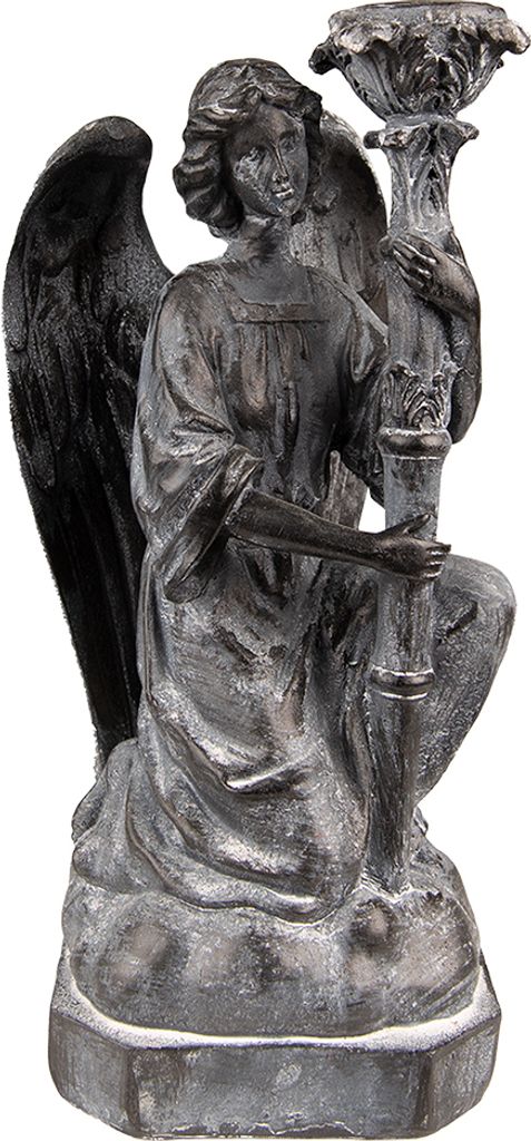 Clayre & Eef Kerzenständer Engel 29 cm Grau Kunststoff