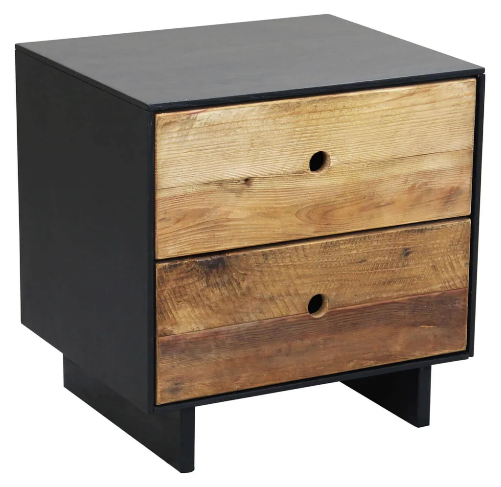 Table de chevet en pin massif Classic avec 2 tiroirs de rangement
