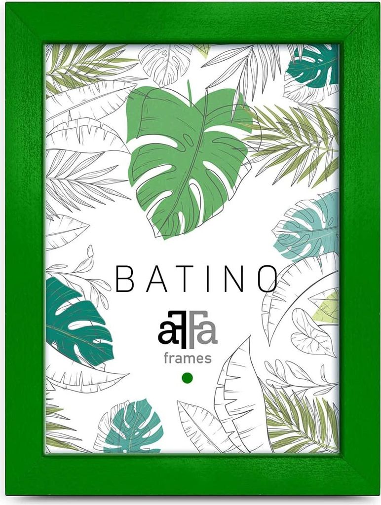 aFFa frames, Batino, Bilderrahmen aus Holz, Hell, Rechteckig, mit Acrylglasfront, HDF-Hintergrund, Grün, 15x21 cm