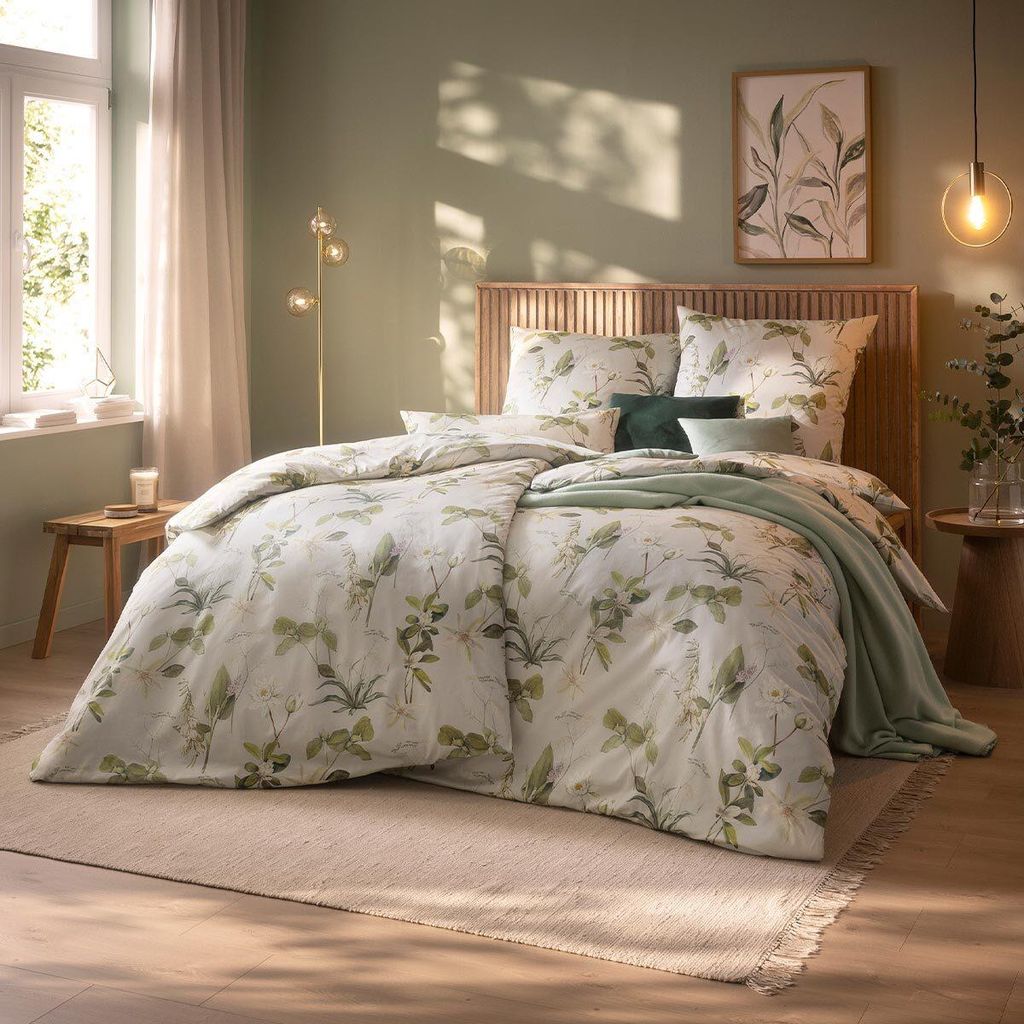 Estella Schweizer Premium Satin Bettwäsche Nadea grün Produktbild 