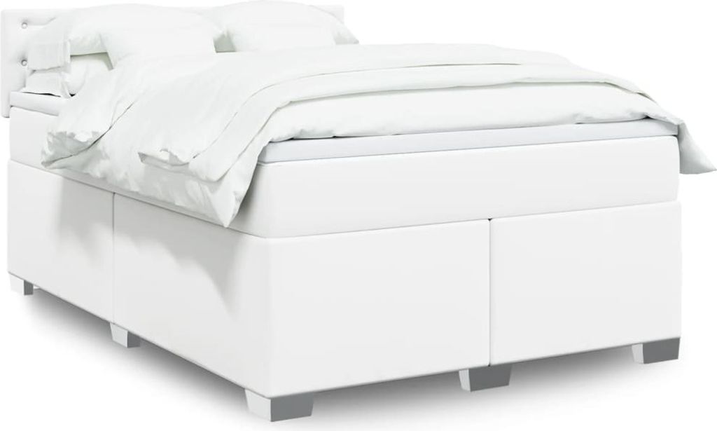 Maison Exclusive - Boxspringbett mit Matratze Weiß 140x200 cm Kunstleder