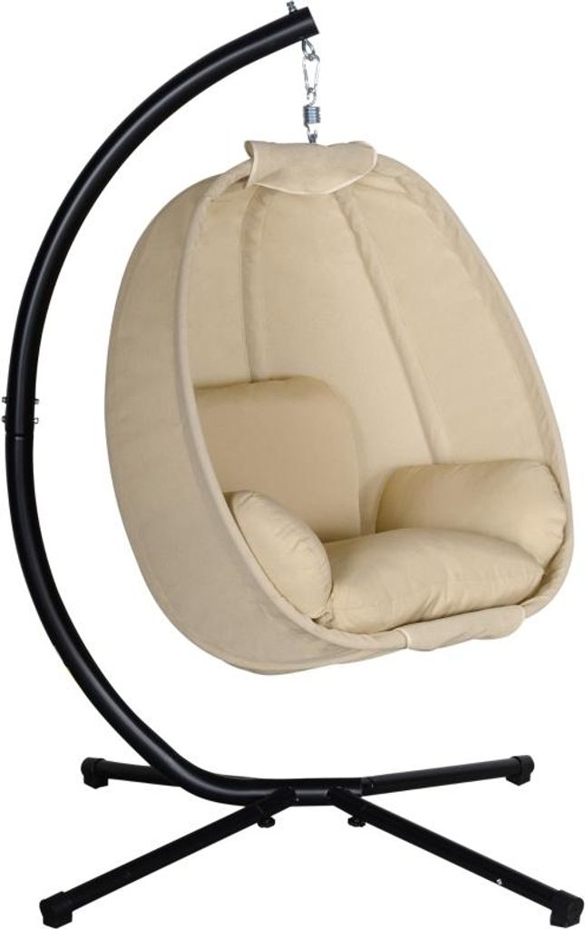 H?ngesessel, Eif?rmiger Schaukelsitz mit weichem Kissen, fš¹r drinnen und drau?en geeignet, 125L x 95B x 170H cm, Khaki