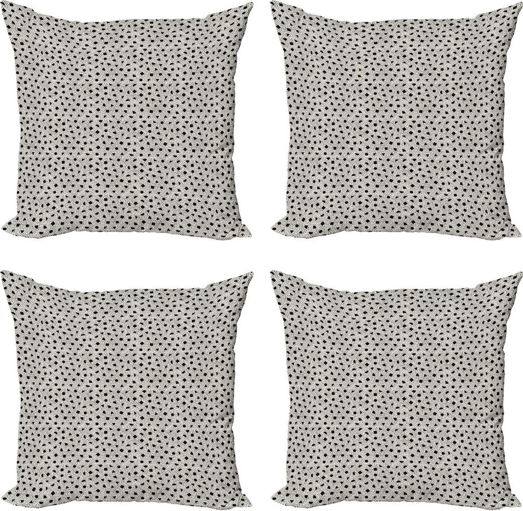ABAKUHAUS Orient Kissenbezug Set (4 Stück), Verstreute geometrische Kunst, Moderner Doppelseitiger Digitaldruck, 50 cm x 50 cm, Koksgraue Eggshell