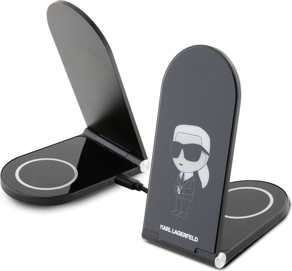 Karl Lagerfeld Magnetic Desk Charger - Ikonik - Black