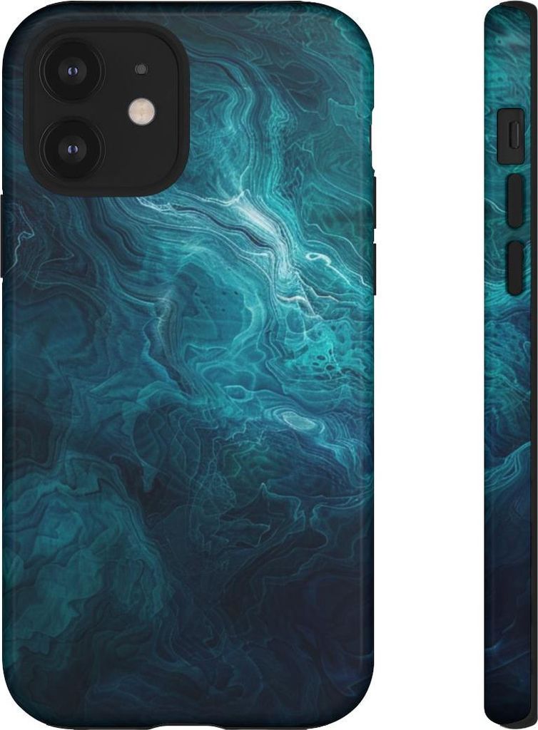 Mystische blaue und türkisfarbene Wirbel – Hülle Kompatibel mit iPhone 12